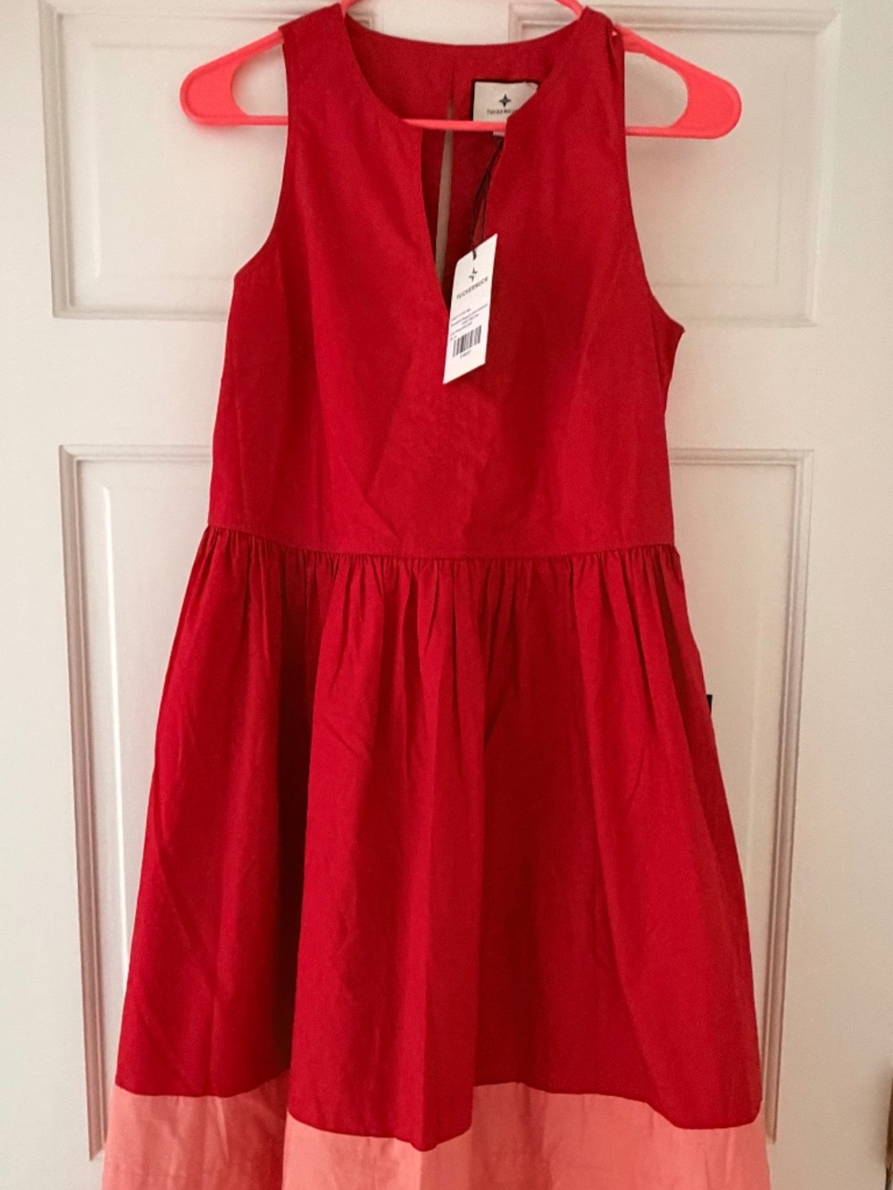 Tuckernuck Coral and Poppy Colorblock Cotton Elsie Dress (XS)
